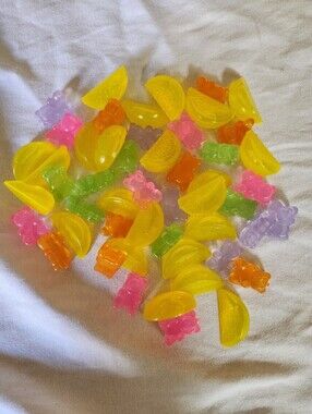 Lot of Mini Liquid Filled Sensory Squeeze Toys Gummy Bears Citrus Fruit Fidgets